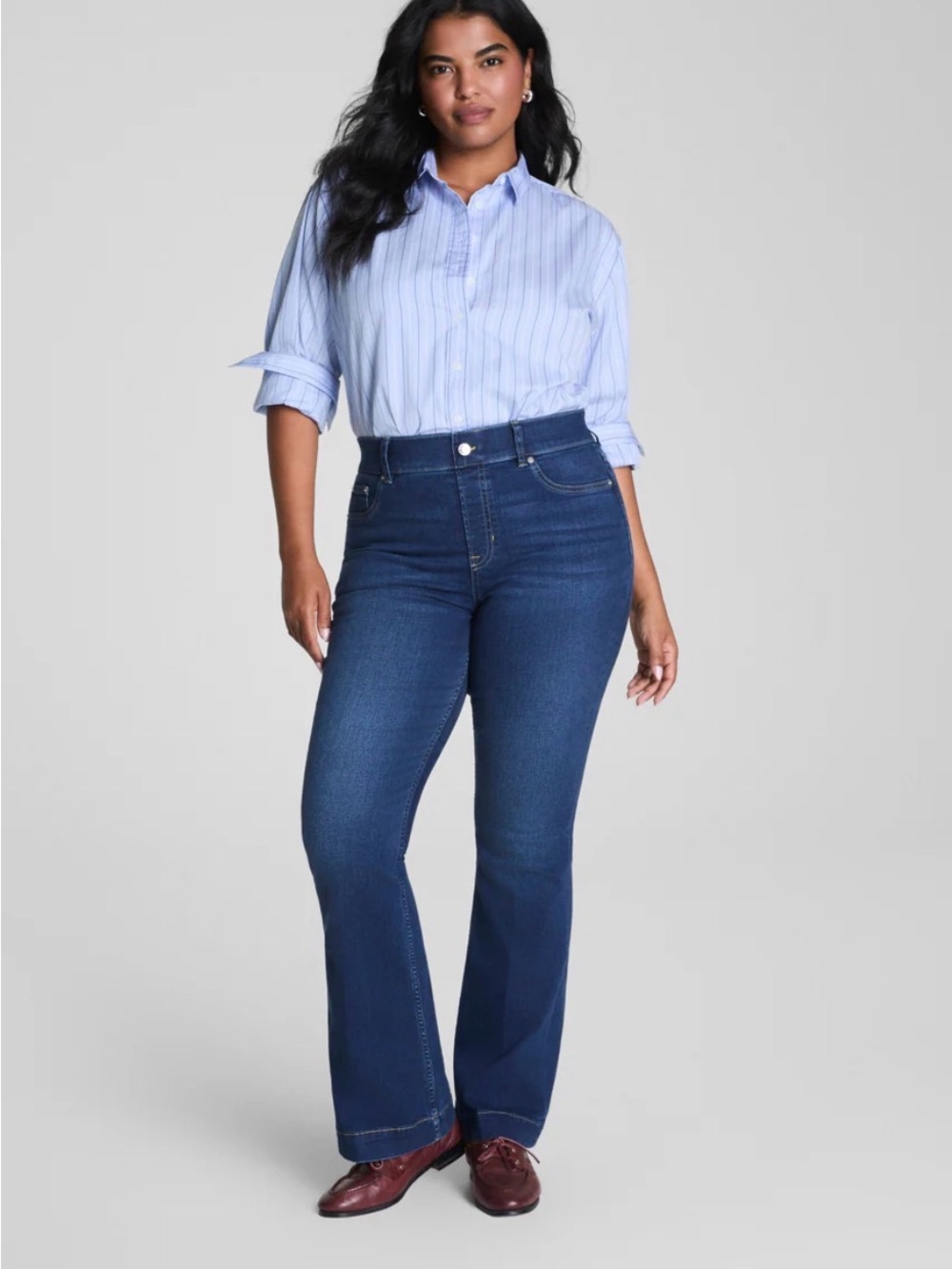 SPANX Dark Blue High-Rise Flare Jeans